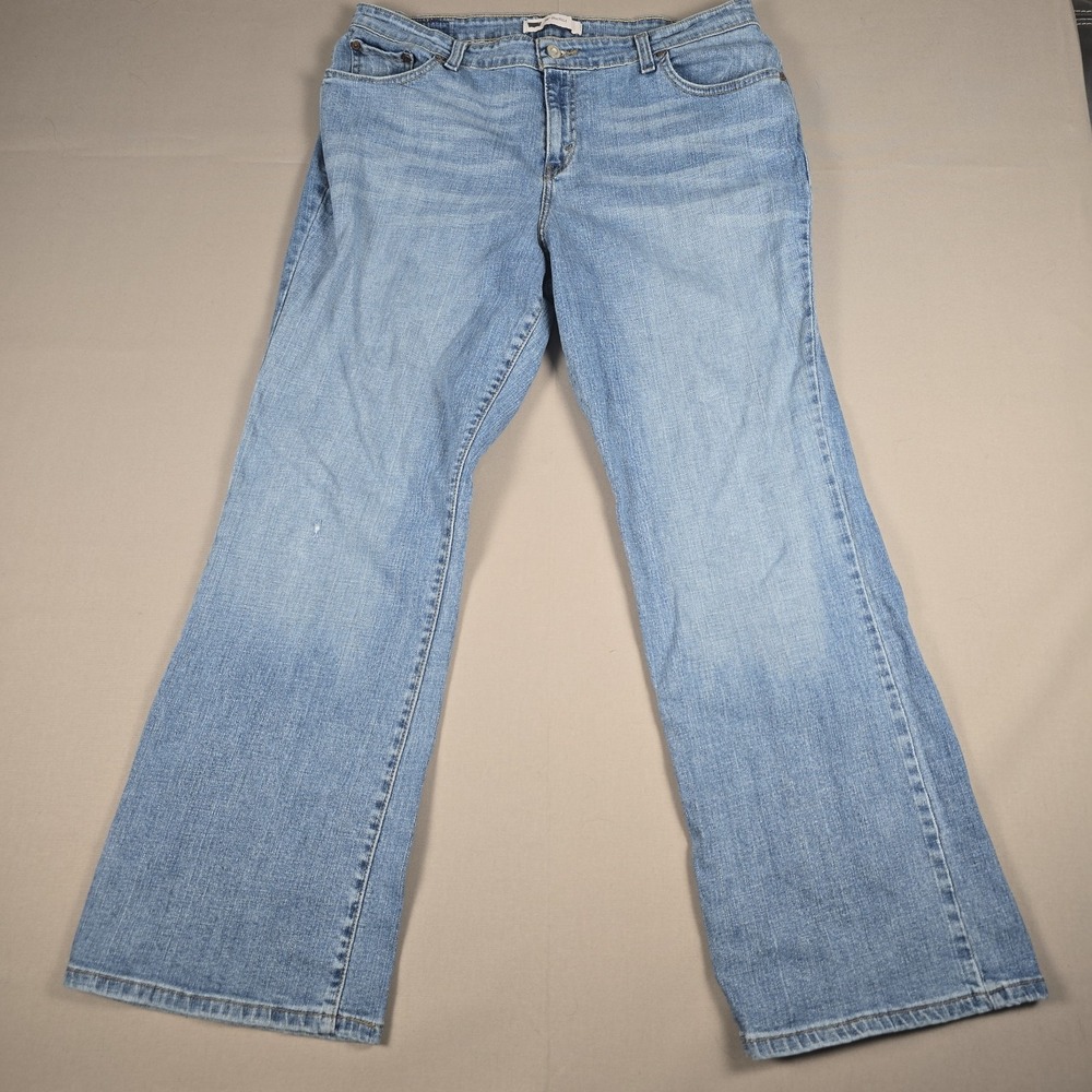 Levi's 580 Bootcut Jeans Womens 18W Short Blue Light Wash Denim Plus Stretch